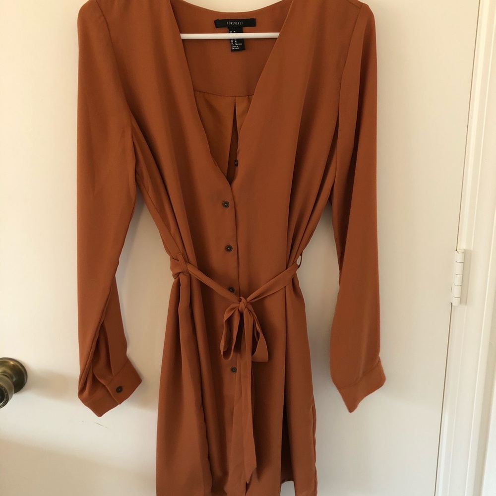 Brown button down Forever 21 dress - Picture 3 of 6